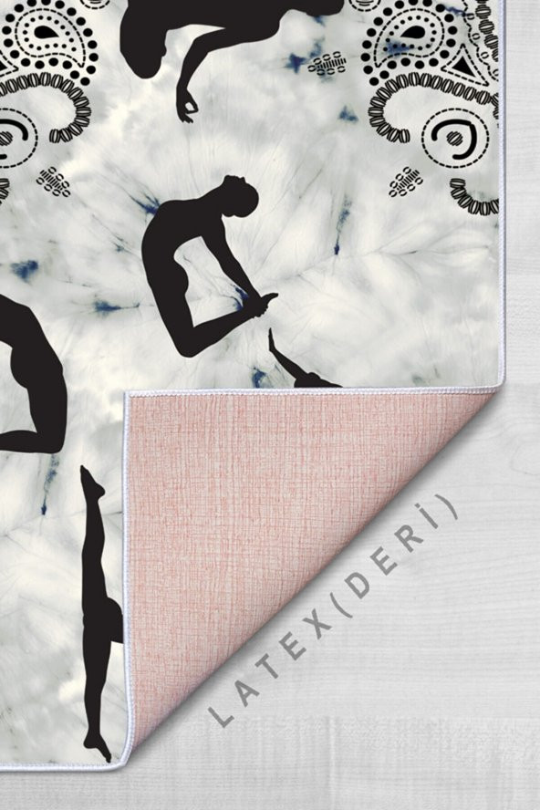 elleser Dekoratif Kaymaz Deri Tabanlı Yoga Matı - 3