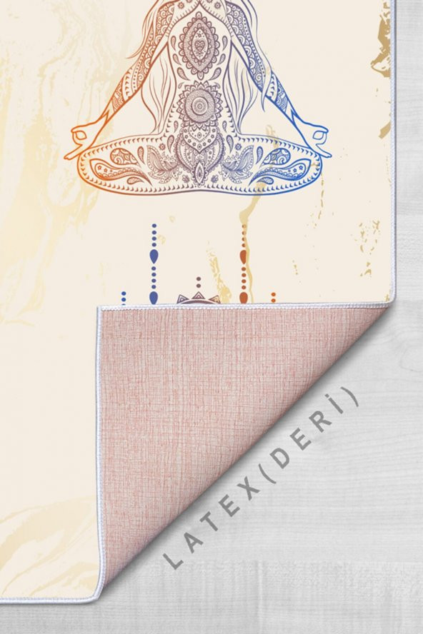 elleser Dekoratif Kaymaz Deri Tabanlı Yoga Matı - 3