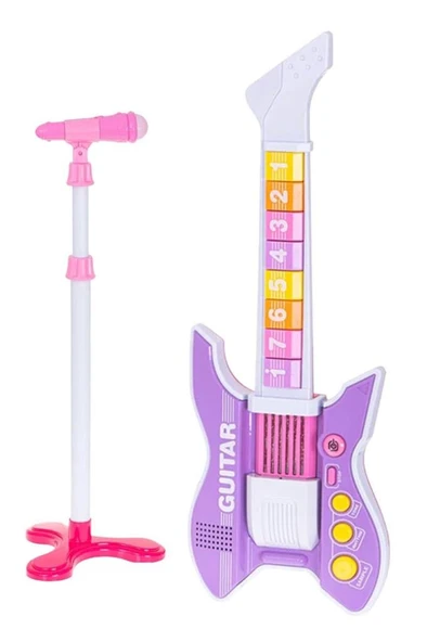 Rennes RG-035PK Mikrofonlu Tuşlu Çocuk Elektro Oyuncak Gitar (Mikrofon Standı ve Askı Dahil) - 1