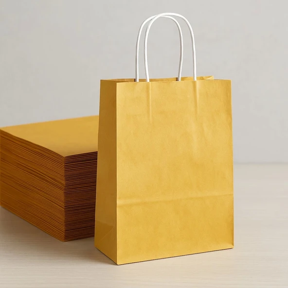 Supertrend Kraft Çanta Altın Küçük Boy 18x24cm 25li ürün görseli 1