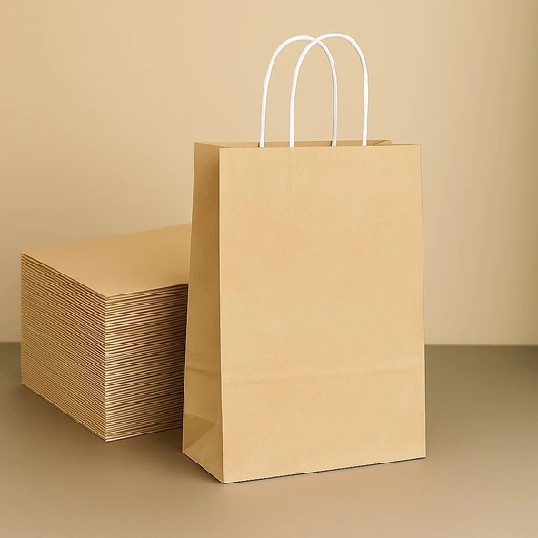 Supertrend Kraft Çanta Naturel Küçük Boy 18x24cm 25li ürün görseli 1