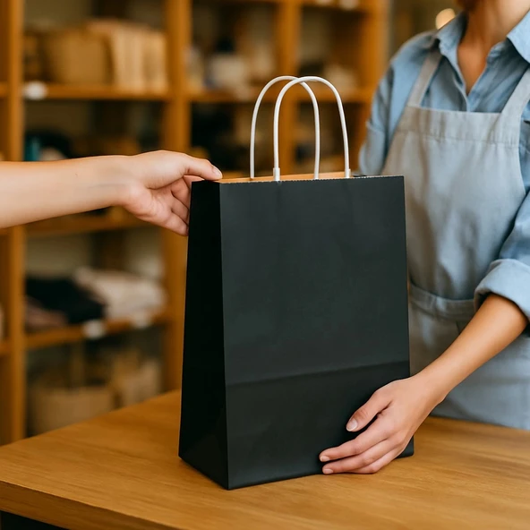 Supertrend Kraft Çanta Siyah Orta Boy 25x31cm 25li - Resim 2