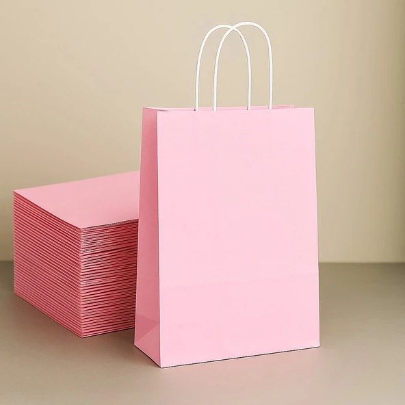 Supertrend Kraft Çanta Pembe Küçük Boy 18x24cm 25li ürün görseli 1