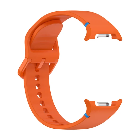 Samsung Galaxy Watch 8 Classic 47mm İle Uyumlu Metal Tokalı Spor Silikon Kordon  Turuncu - 3