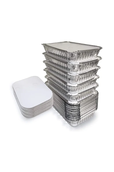 Supertrend 500gr Dikdörtgen Alüminyum Kap Ve Kapak Seti 100lü ürün görseli