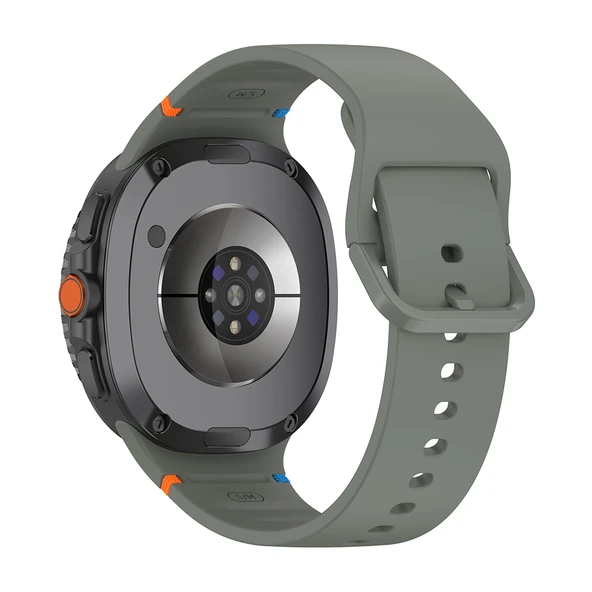 Samsung Galaxy Watch 8 Classic 47mm İle Uyumlu Metal Tokalı Spor Silikon Kordon  Haki - Resim 2