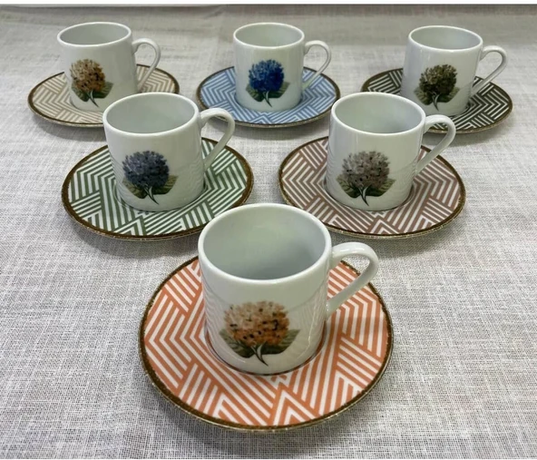 Ortanca 6 Kişilik Kahve Fincan Seti ürün görseli