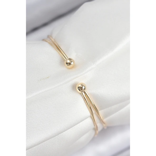 Pirinç Zirkon Taşlı Baget Model Gold Renk Kadın Bileklik Vice-5353 - 2