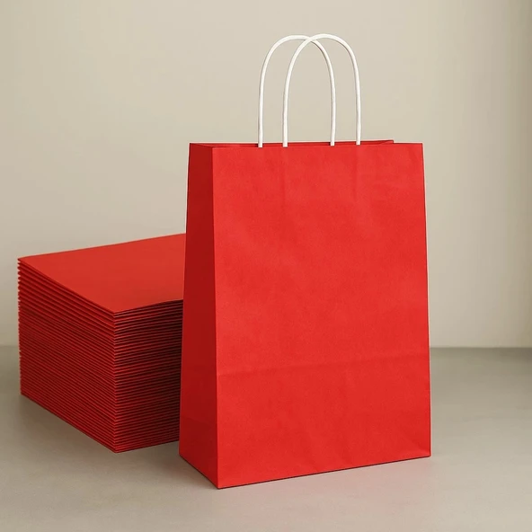 Supertrend Kraft Çanta Kırmızı Küçük Boy 18x24cm 25 Adet x 16 Paket Koli - 3