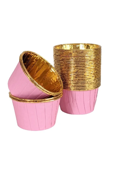 Supertrend Muffin Kek Kapsülü Pembe-Altın 25li ürün görseli 1