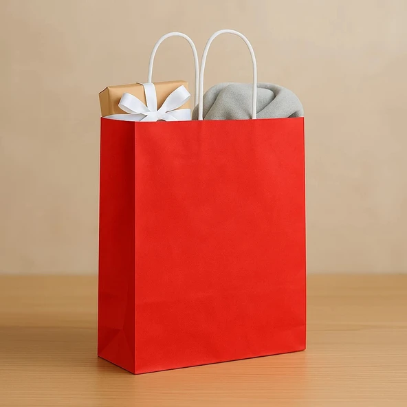 Supertrend Kraft Çanta Kırmızı Küçük Boy 18x24cm 25 Adet x 16 Paket Koli - 2