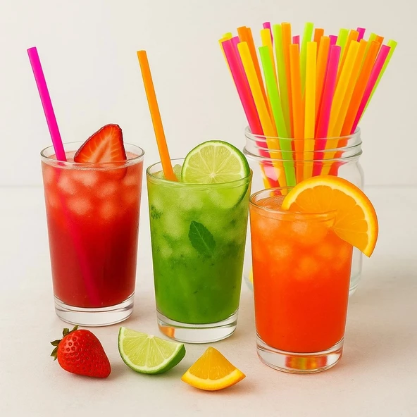 Supertrend Fosforlu Renkli Pipet 5mm x 21cm - 50 Adet ürün görseli 1