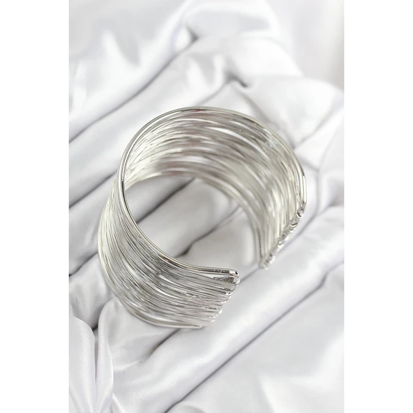 Pirinç Tel Sarma Model Gümüş Renk Kadın Bileklilk - 3