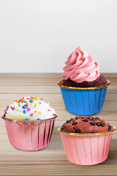 Supertrend Muffin Kek Kapsülü Pembe-Altın 25li - 3