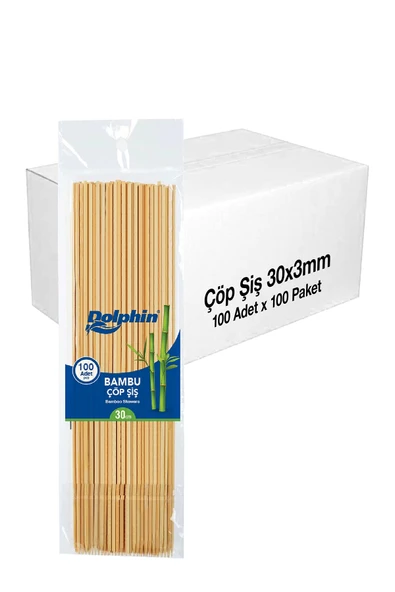 Supertrend Bambu Çöp Şiş 30cm x 3mm 100lü x 100 Paket (Koli) ürün görseli 1