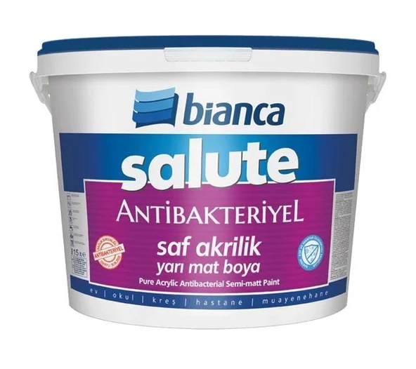 Bianca Salute Antibakteriyel Saf Akrilik Yarı Mat İç Cephe Boyası 15 Lt Beyaz - 1