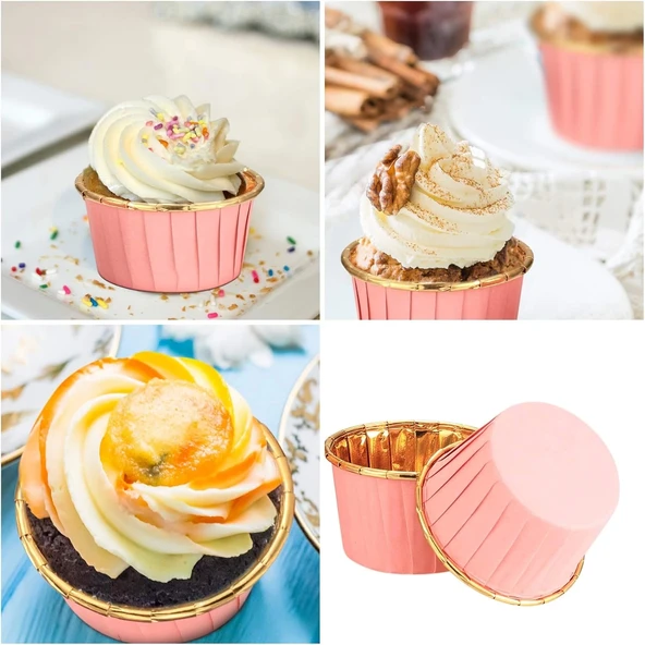 Supertrend Muffin Kek Kapsülü Pembe-Altın 25li - 4