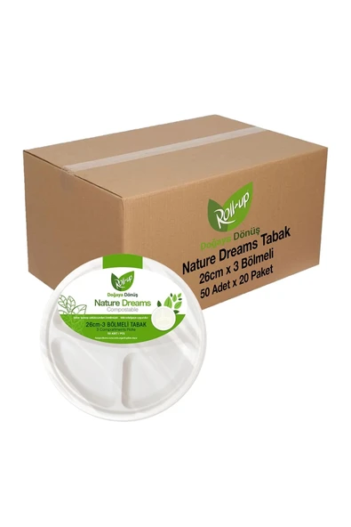 Supertrend Nature Dreams Tabak 26cm-3 Gözlü 50 Adet x 20 Paket (Koli) ürün görseli 1