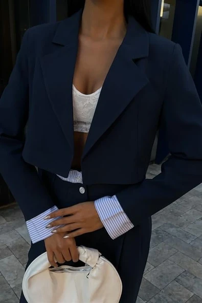 Garni Detaylı Crop Ceketli Takım 10075 - 7