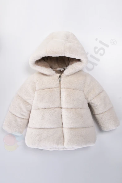 Peluş Kalın Fermuarlı İçi Kürklü Su Geçirmez Kapüşonlu Şişme Kar Kışlık Kız Bebek Mont Çocuk Kaban