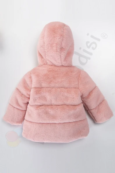 Peluş Kalın Fermuarlı İçi Kürklü Su Geçirmez Kapüşonlu Şişme Kar Kışlık Kız Bebek Mont Çocuk Kaban - 10