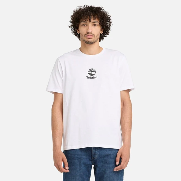 Timberland Print Stack Logo Short Sleeve Tee Erkek Tişört TB0A6WWT1001 - Resim 3