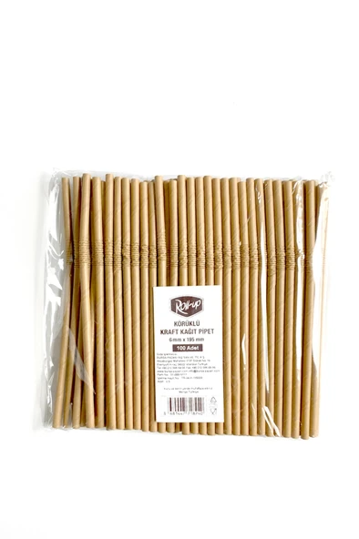 Supertrend Körüklü Kraft Kağıt Pipet 6mmx19,5cm 100 Adet - Resim 3