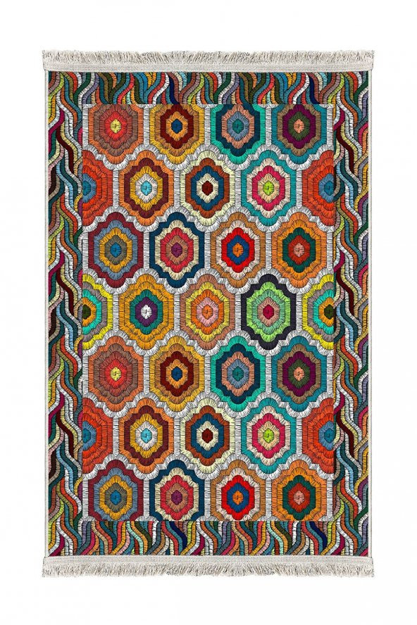 elleser Dekoratif Yıkanabilir Kaymaz Pamuk Tabanlı Salon Halısı - 2