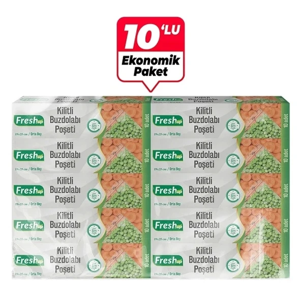 Supertrend 19x25cm Ekonomik Kilitli Buzdolabı Poşeti 10 Adet x 10 Paket ürün görseli 1