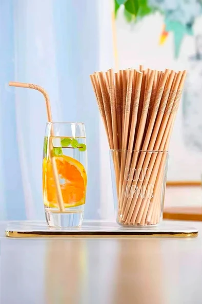 Supertrend Körüklü Kraft Kağıt Pipet 6mmx19,5cm 100 Adet - Resim 2