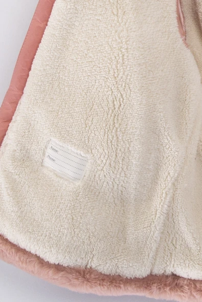 Peluş Kalın Fermuarlı İçi Kürklü Su Geçirmez Kapüşonlu Şişme Kar Kışlık Kız Bebek Mont Çocuk Kaban - 8