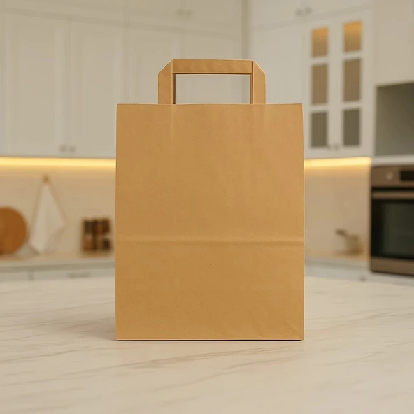 Düz Dıştan Saplı Kraft Çanta 18 x 24 x 8cm 200lü - Resim 2