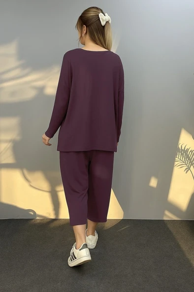 Kadın Uzun Kollu Arma Detaylı Iki Iplik Viskon Ikili Takım - Resim 2