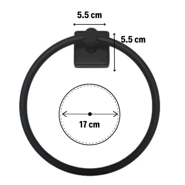 BUFFER® Kendiliğinden Yapışkanlı Siyah Paslanmaz Metal Yuvarlak Havluluk - 5