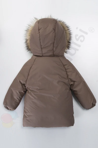 YENİ Varaklı Peluş Kürklü Fermuarlı Kapitone Kapüşonlu Kar Şişme Kışlık Erkek Bebek Mont Çocuk Kaban - 6