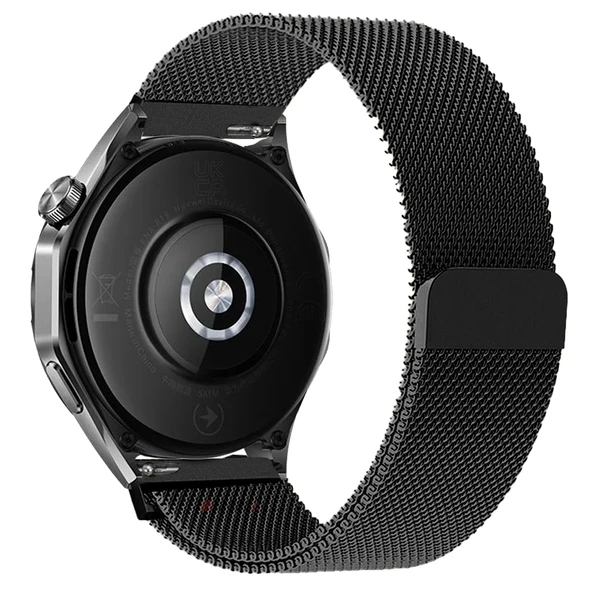 Huawei Watch GT4 46mm Uyumlu Manyetik Milanese Loop Metal Kordon   Siyah - Resim 2