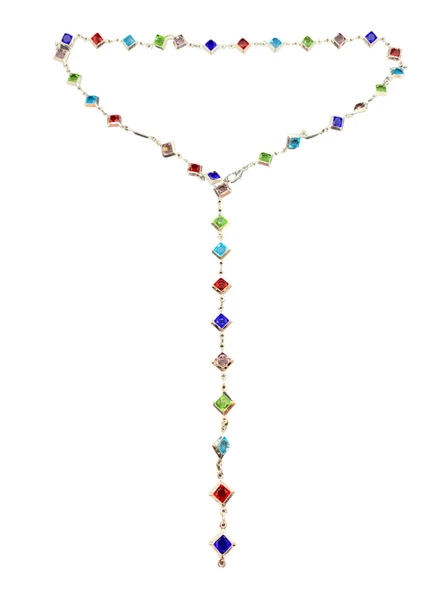 Gümüş Renk Kaplama Çelik Kadın Y Kolye Renkli Taşlı Y-Chain - Uzun Zincir Kolye ürün görseli 1