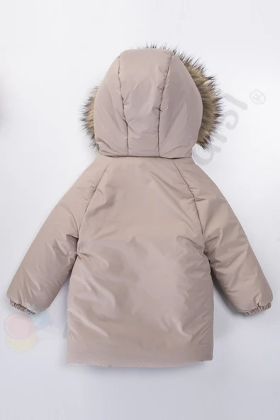 YENİ Varaklı Peluş Kürklü Fermuarlı Kapitone Kapüşonlu Kar Şişme Kışlık Erkek Bebek Mont Çocuk Kaban - 2