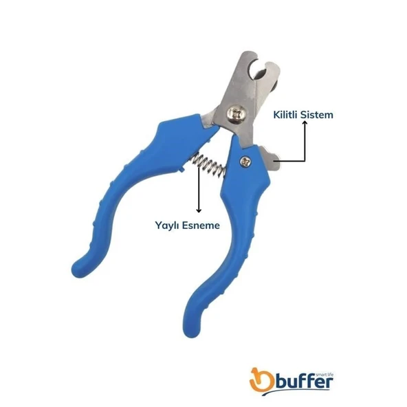 BUFFER® Evcil Hayvan Kedi ve Köpek Paslanmaz Çelik Yaylı Tırnak Makası ve Düzeltme - 8