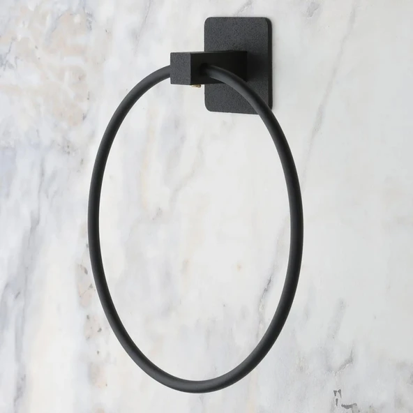 BUFFER® Kendiliğinden Yapışkanlı Siyah Paslanmaz Metal Yuvarlak Havluluk - 2