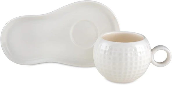 Jumbo Golfline Beyaz Fincan Beyaz Tabak Tekli Fincan Takımı - Resim 2