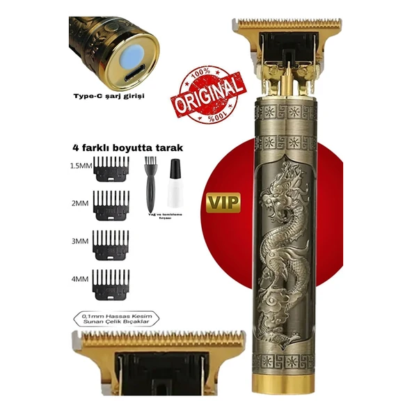 Dragon Çelik Kasa Profesyonel Saç Sakal Ense Çizim Tüm Vücut Tüyü Lazer Öncesi Tıraş Makinesi - 2