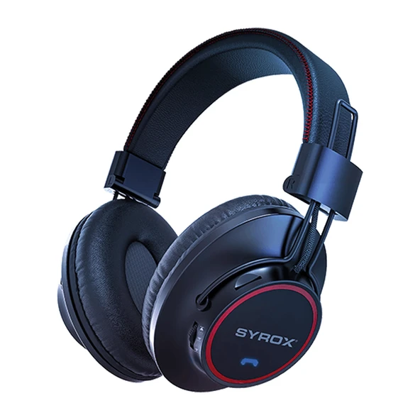 Syrox S26 Hafıza Kartı + 3.5mm AUX Destekli Bluetooth 5.0 Kablosuz Mikrofonlu Kulaküstü Kulaklık - Siyah ürün görseli