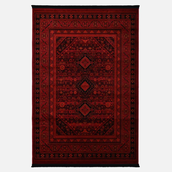 Afgan Türkmen Otantik Desenli Dokuma Kırmızı Oturma Odası Salon Mutfak Halısı Yolluk X380A - 2