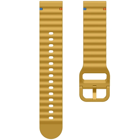 Huawei Watch GT4 41mm İle Uyumlu Dalga Desenli Tokalı Yumusaş Soft Silikon Kordon  Sarı - Resim 6