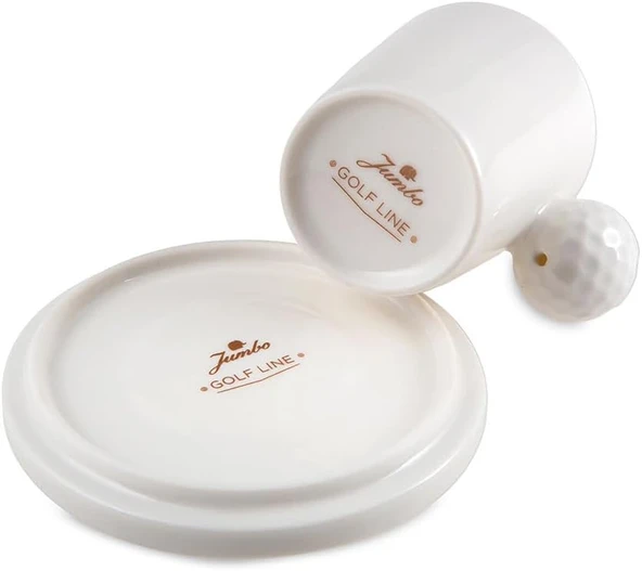 Jumbo Golfline Beyaz 2'li Tabaklı Kahve Fincan Takımı 90 cc - 3