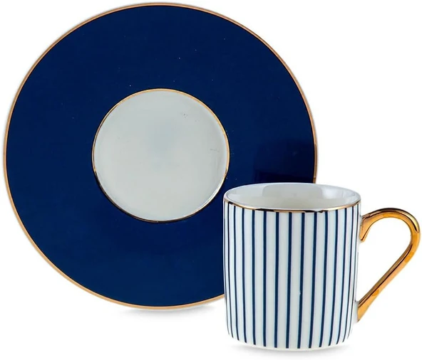 Jumbo Navy 2 Kişilik Kahve Fincan Takımı 90 ml, Renkli - Resim 3