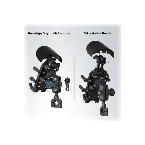 Gidon Bağlantılı Güneş Ve Yağmur Korumalı 360° Derece Ayarlanabilir Motosiklet Bisiklet Telefon Tutucu - 3