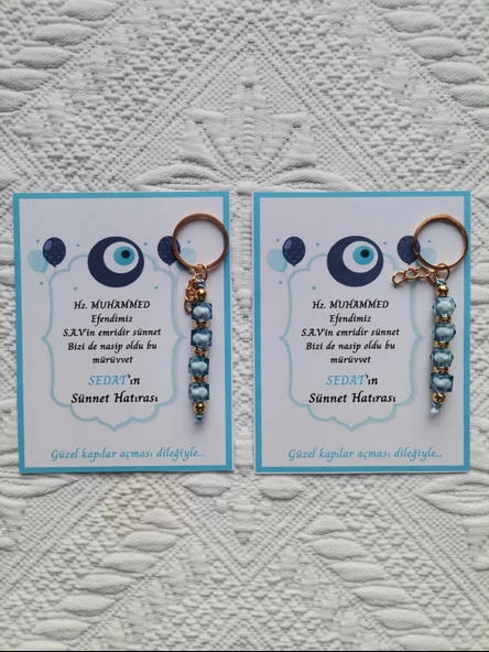 100 Adet Kişiye Özel Hz MUHAMMED S.A.V'in Emridir Yazılı Sünnet Hatırası Hediyelik Anahtarlık - Resim 2