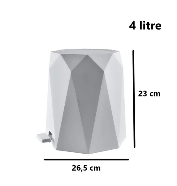 Omnipazar ELF-476 Geo Plastik Pedallı Çöp Kovası 4 Litre - 5